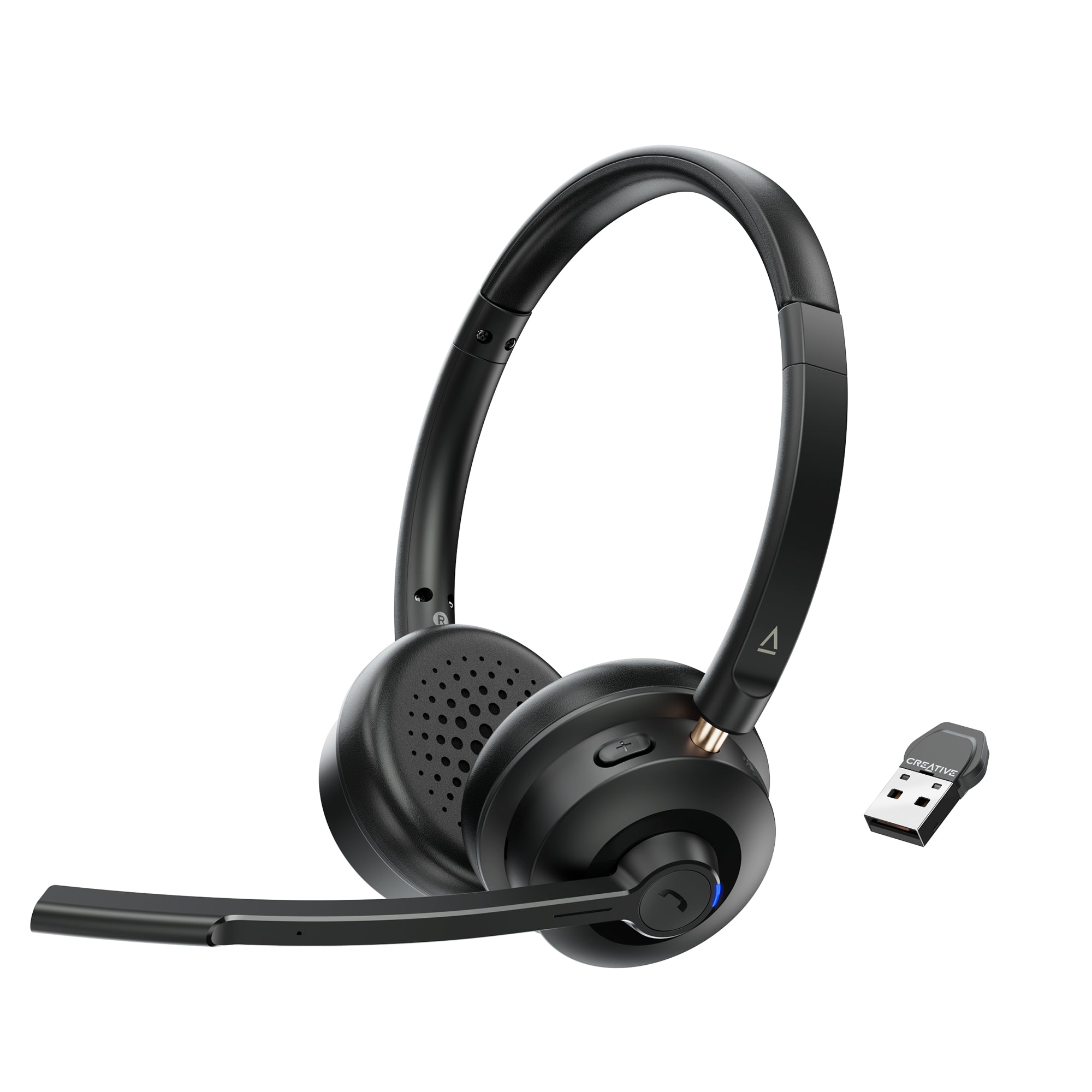 Creative Labs Creative Chat Office-Headset – On-Ear, Stereo, ANC, mit USB-A-Dongle, Schwarz