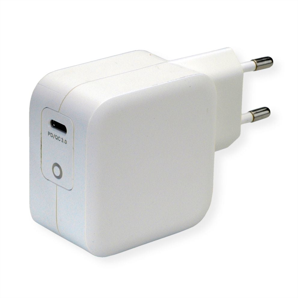 ROLINE USB-Ladegerät 61 W – USB-C×1 – PD, QC 3.0, EU-Stecker (Typ C) – Weiss