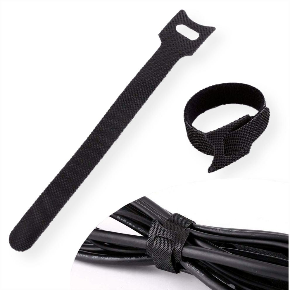 VALUE Klettkabelbinder, 15 cm × 20 mm, 20 Stk. – schwarz