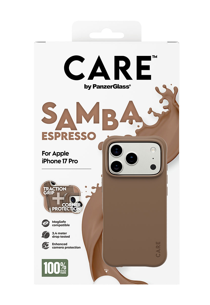 PanzerGlass Backcover CARE Fashionable Case Samba – für Apple iPhone 17 Pro – braun – TPU, MagSafe-kompatibel