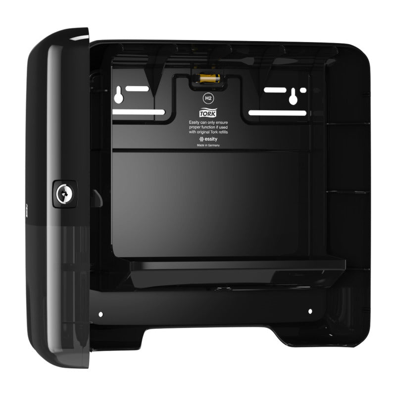 Tork Falthandtuchspender Xpress Mini – für Interfold-Handtücher, Kunststoff, schwarz, 302 × 295 × 101 mm