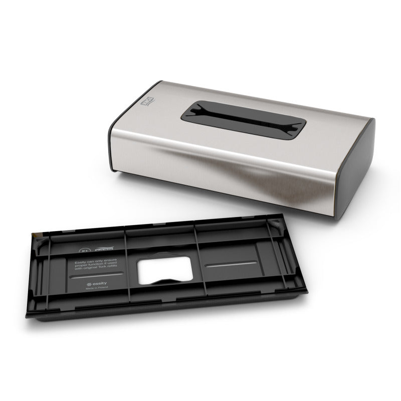 Tork Kosmetiktuch-Spender – Wandmontiert, Metall/Kunststoff, 25,6×13,6×6,7 cm, Edelstahl (gebürstet)