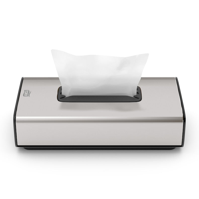 Tork Kosmetiktuch-Spender – Wandmontiert, Metall/Kunststoff, 25,6×13,6×6,7 cm, Edelstahl (gebürstet)