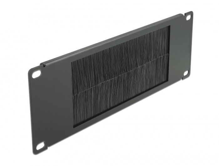 DeLOCK Kabeldurchführung – Schwarz – Metall/Nylon – für 19"-Rack (2U) – 88,5 × 10 × 254 mm