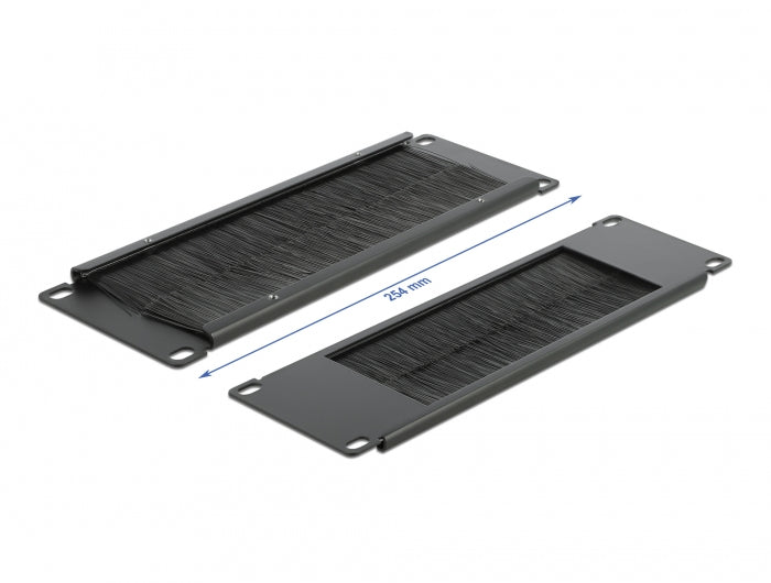 DeLOCK Kabeldurchführung – Schwarz – Metall/Nylon – für 19"-Rack (2U) – 88,5 × 10 × 254 mm