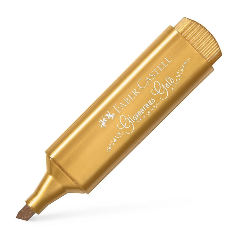 Faber-Castell Textliner 46 Metallic Textmarker – Metallic Gold, Keilspitze 1–5 mm