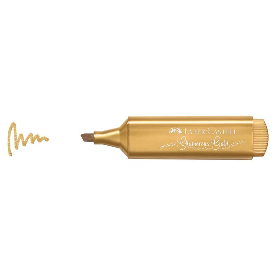 Faber-Castell Textliner 46 Metallic Textmarker – Metallic Gold, Keilspitze 1–5 mm