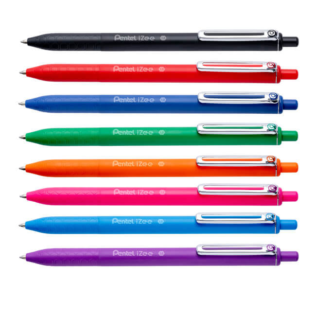 Pentel iZee BX470-B Kugelschreiber – Schwarz, 1 mm Spitze, Druckmechanik, Rot, nachfüllbar