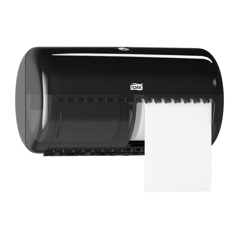 Tork Toilettenpapierspender – Kunststoff, schwarz, für 2 Rollen, abschliessbar, mit Sichtfenster