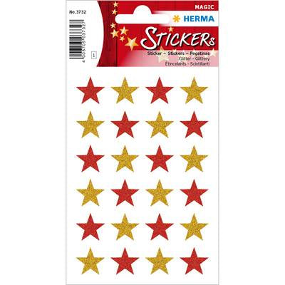 HERMA Schmucketiketten – Sterne – 24 Stück – permanent – mehrfarbig – 84 × 120 mm