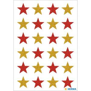 HERMA Schmucketiketten – Sterne – 24 Stück – permanent – mehrfarbig – 84 × 120 mm