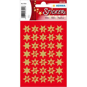 HERMA Schmucketiketten, Dekor Weihnachten – 84 × 120 mm – Gold – 3 Blatt