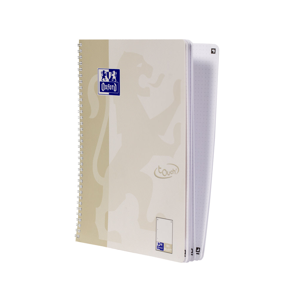 Oxford Collegeblock, Karton, 80 Blatt, 4-fach gelocht, perforiert, 90 g/m² – Sand, für SCRIBZEE App