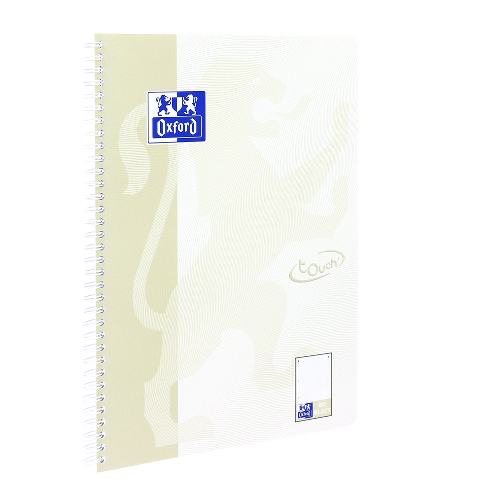 Oxford Collegeblock, Karton, 80 Blatt, 4-fach gelocht, perforiert, 90 g/m² – Sand, für SCRIBZEE App