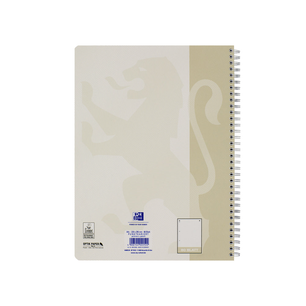 Oxford Collegeblock, Karton, 80 Blatt, 4-fach gelocht, perforiert, 90 g/m² – Sand, für SCRIBZEE App