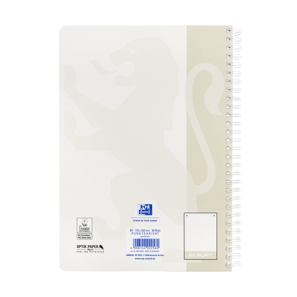 Oxford Collegeblock, Karton, 80 Blatt, 4-fach gelocht, perforiert, 90 g/m² – sand, für SCRIBZEE App