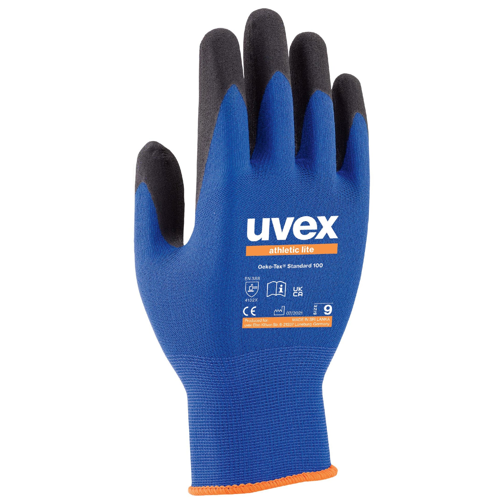 Uvex Arbeitshandschuhe Athletic Lite – Grösse 10 – EN 388:4132X, OEKO-TEX Standard 100 – Anthrazit/Blau