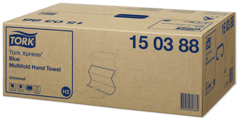 Tork Falthandtuch Xpress – Z-Falz, 2-lagig, blau, 213 × 234 mm, für Tork H2, 20×237 Stk.