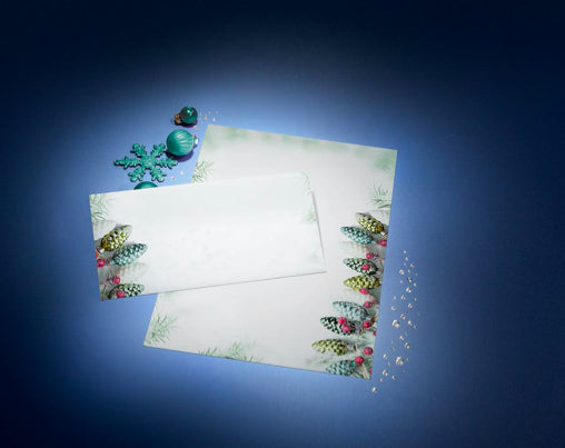 Sigel Weihnachts-Couvert C5/6 Pergamentmotiv mehrfarbig Nassklebung 90 g/m² – 50 Stk.