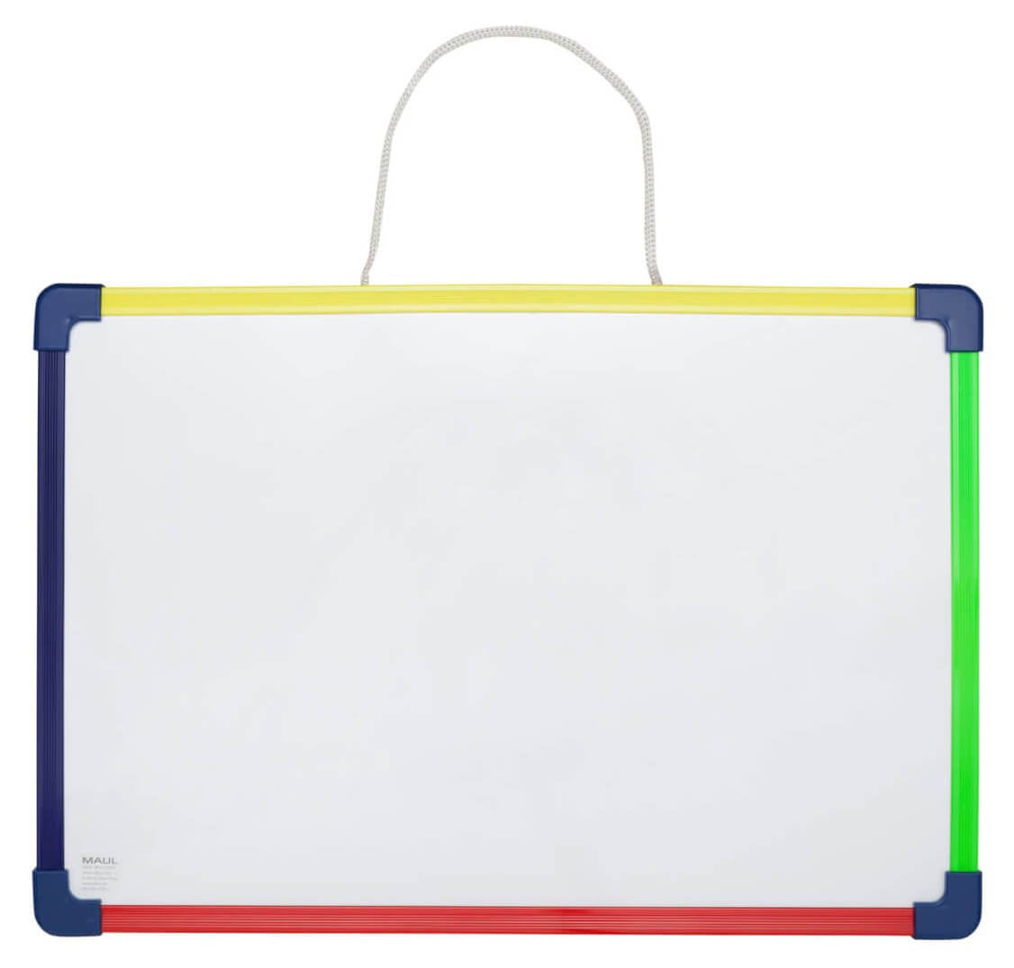 MAUL Whiteboard – 40 × 28 cm, lackierter Stahl, magnetisch, Kunststoffrahmen, Wandmontage, beidseitig
