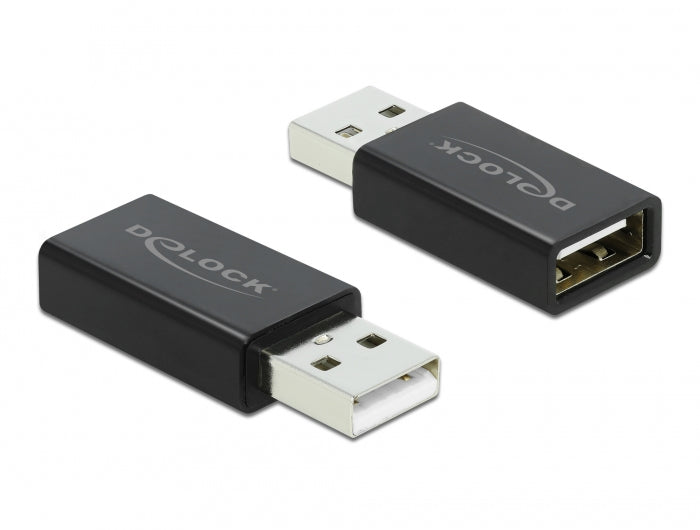 DeLOCK USB-Adapter USB-A auf USB-A – USB 2.0 (480 Mbit/s) – Datenblocker – Schwarz