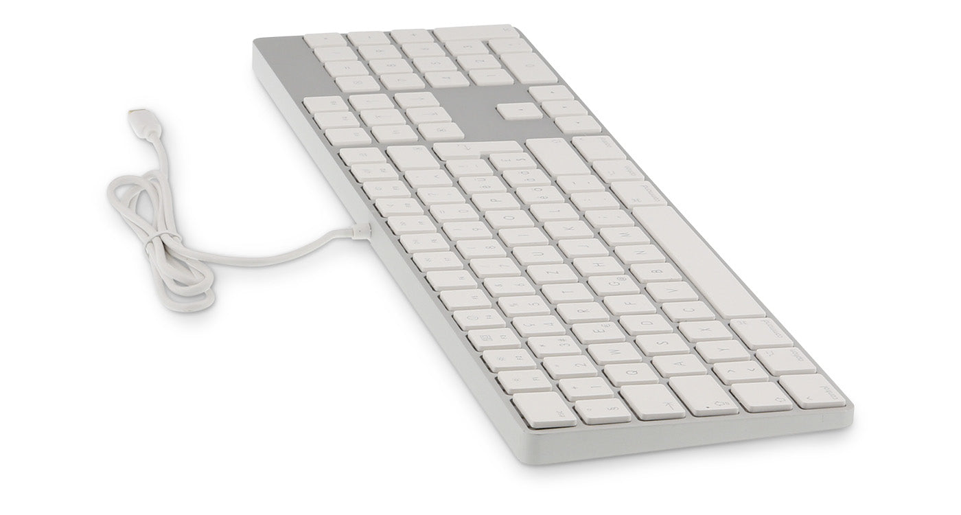 LMP KB-1843 – Tastatur, kabelgebunden (USB-C), CH-Layout (DE-CH), Fullsize (mit Ziffernblock), Scissor, Silber