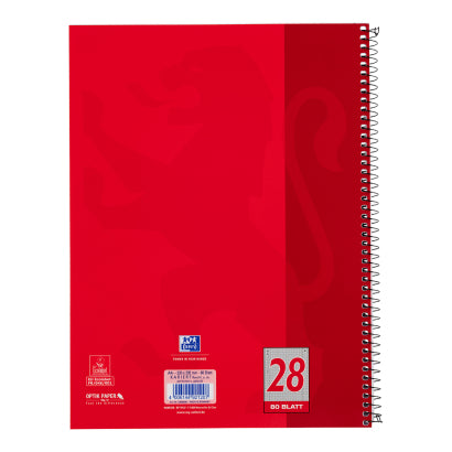 Oxford Collegeblock – A4 – kariert – 80 Blatt – 90 g/m² – Softcover, 4-fach gelocht, mikroperforiert, rot