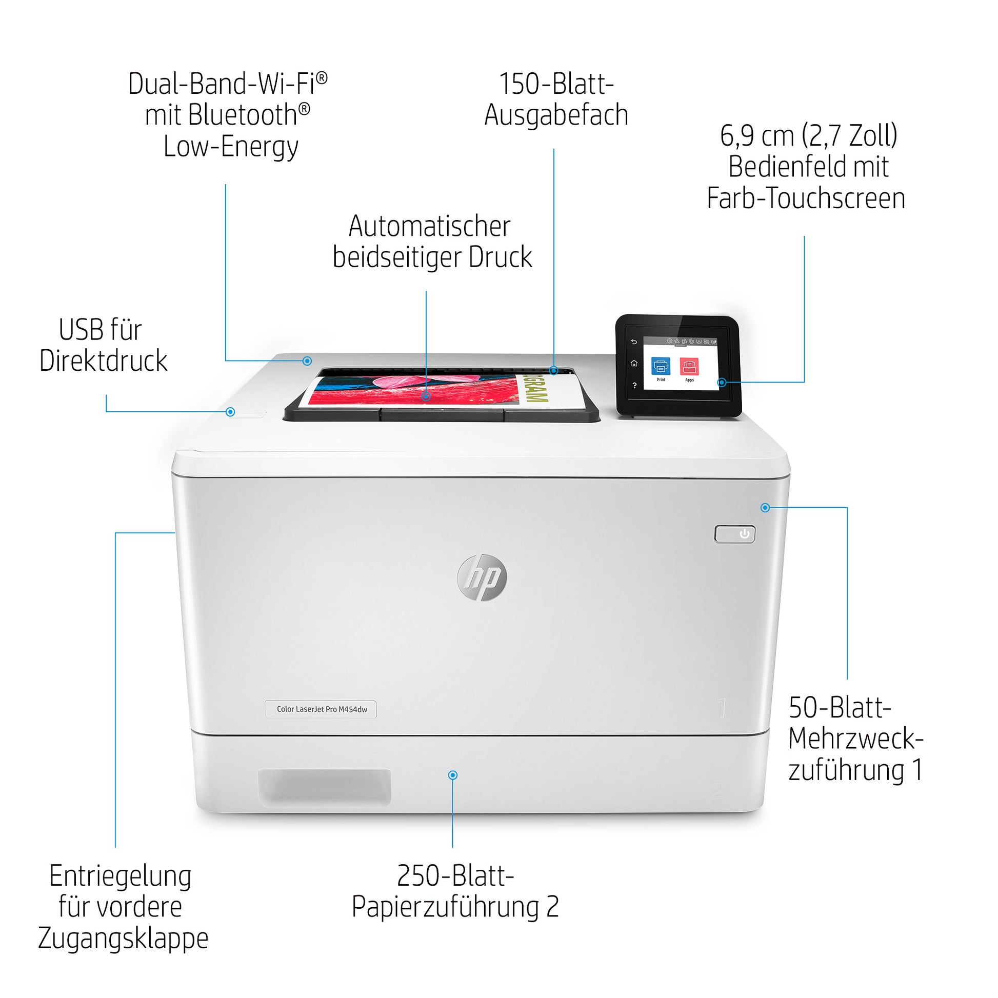 HP LaserJet Pro M454dw – Farbe, Duplex, USB