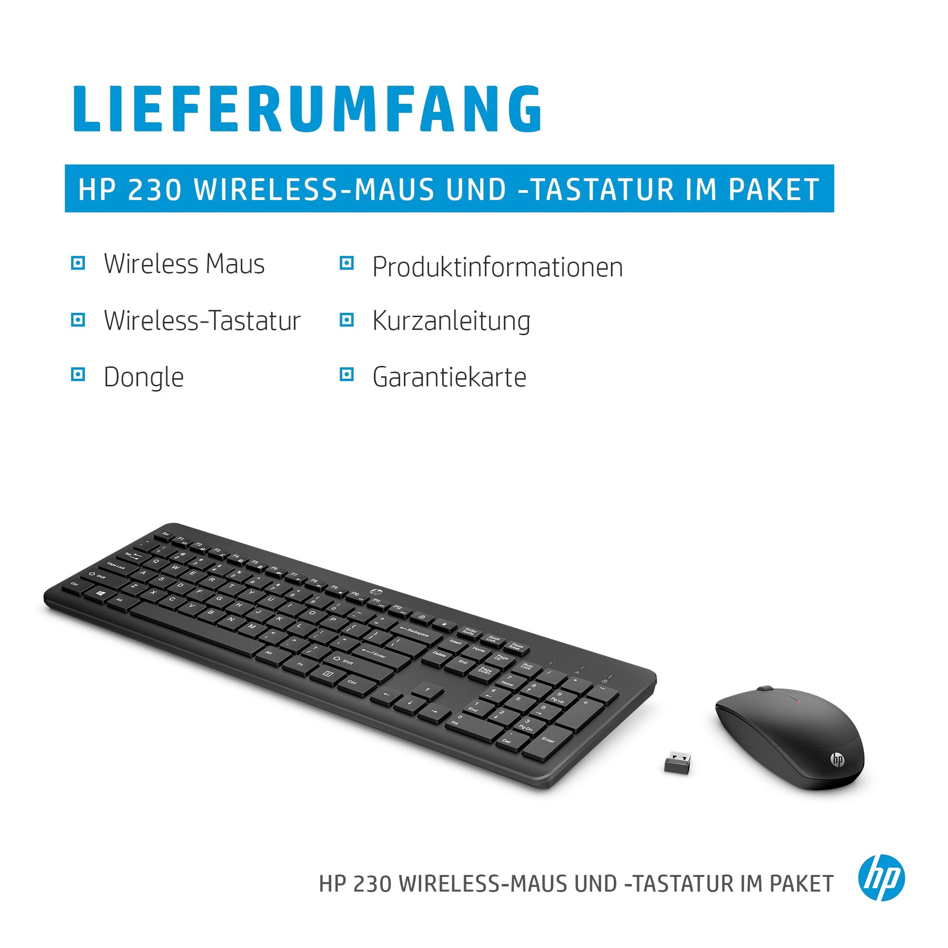 HP Tastatur-Maus-Set – Membran – 2,4 GHz – QWERTY – Schwarz