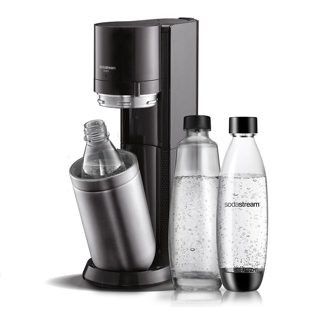 SodaStream DUO – Wassersprudler, 2 Flaschen (2× Glas), 60 l, Schwarz