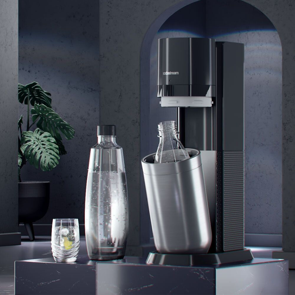 SodaStream DUO – Wassersprudler, 2 Flaschen (2× Glas), 60 l, Schwarz