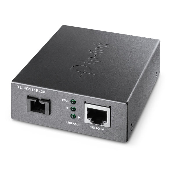 TP-Link FC111B-20 – Medienkonverter – 10/100 Mbit/s, 1×RJ45, 1×SC, Singlemode, 20 km, Schwarz