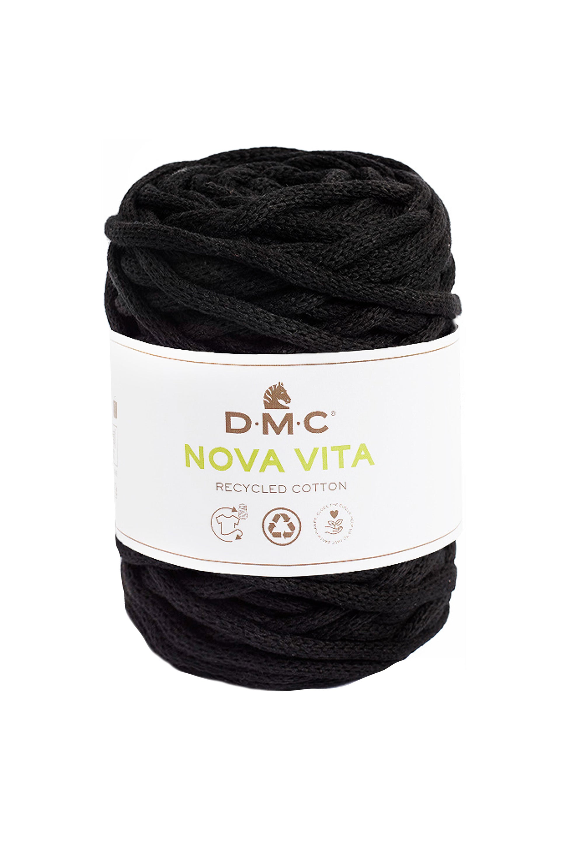 DMC Nova Vita Garn Schwarz – 250 g, 55 m, Nadel 12 mm, 80% Baumwolle/20% Polyester, 1 Stk.
