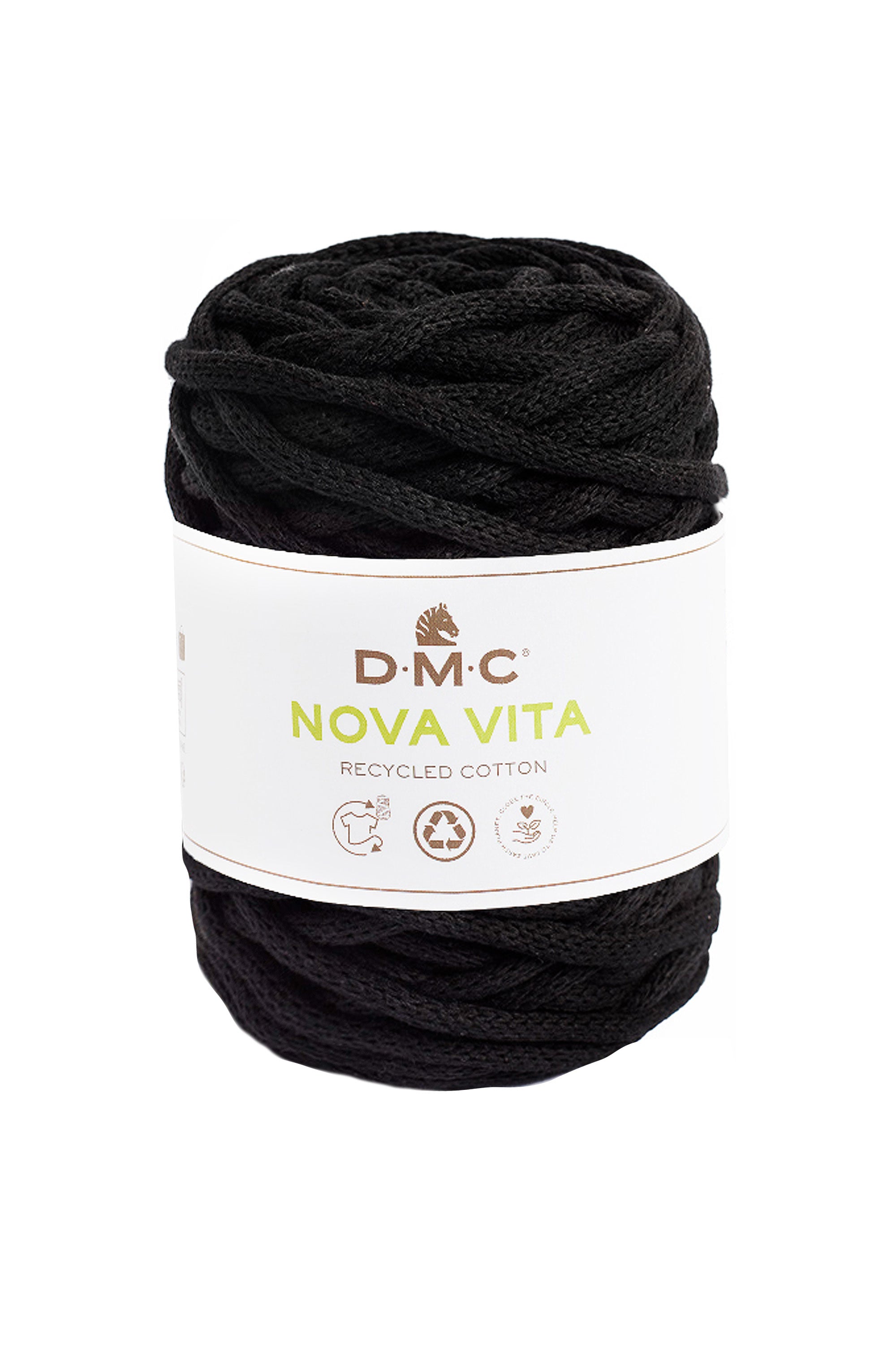 DMC Nova Vita Garn Schwarz – 250 g, 55 m, Nadel 12 mm, 80% Baumwolle/20% Polyester, 1 Stk.