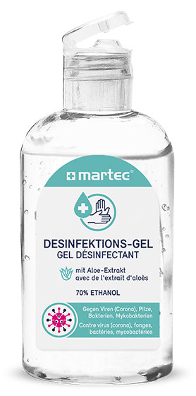 MARTEC Desinfektionsgel – Kunststoff, Weiss, 50 × 100 × 30 mm, 80 ml, Hautverträglich