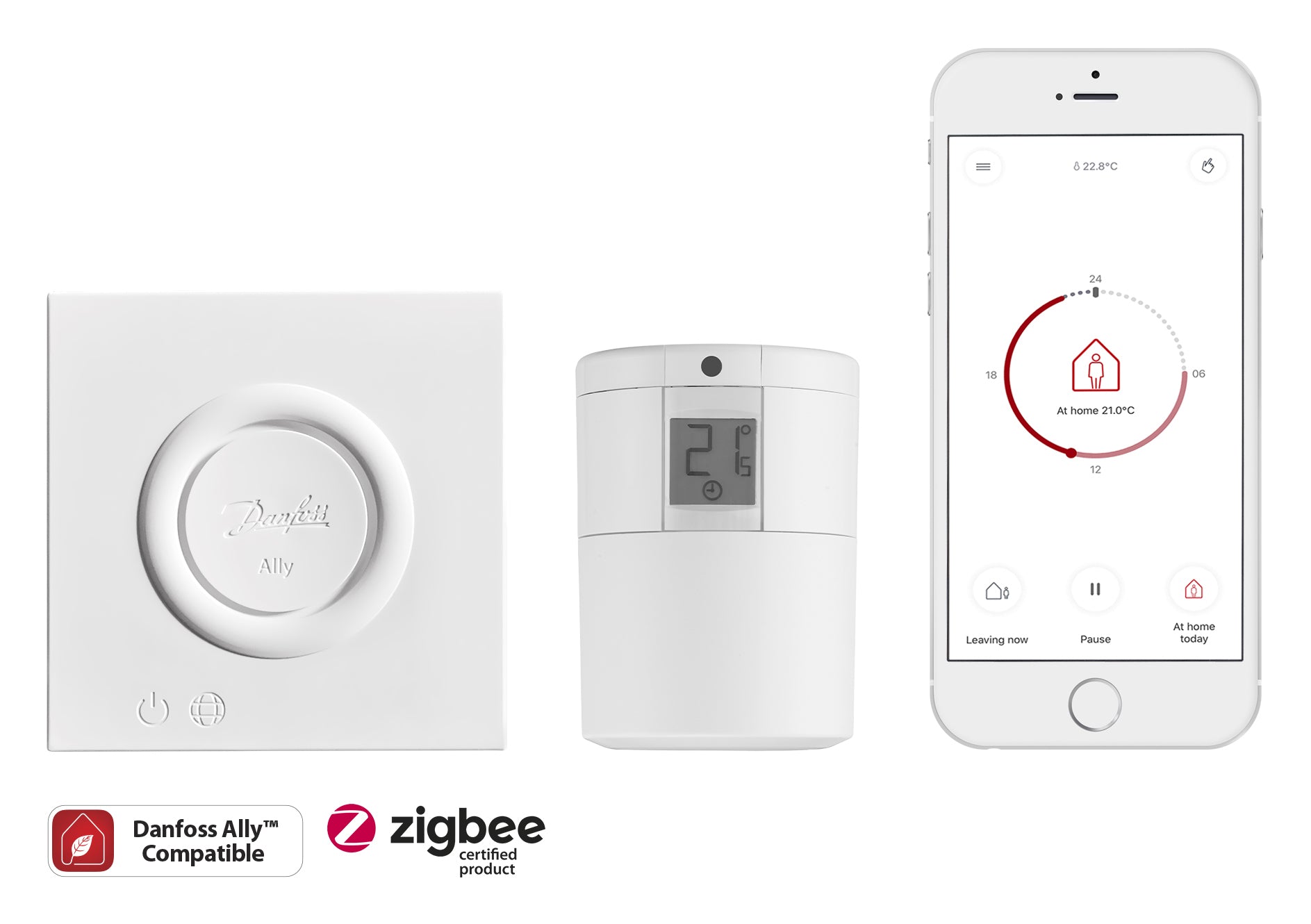 Danfoss Ally – Smart-Hub/Bridge – Zigbee, LAN, Temperatursensor – für Alexa, Google Assistant