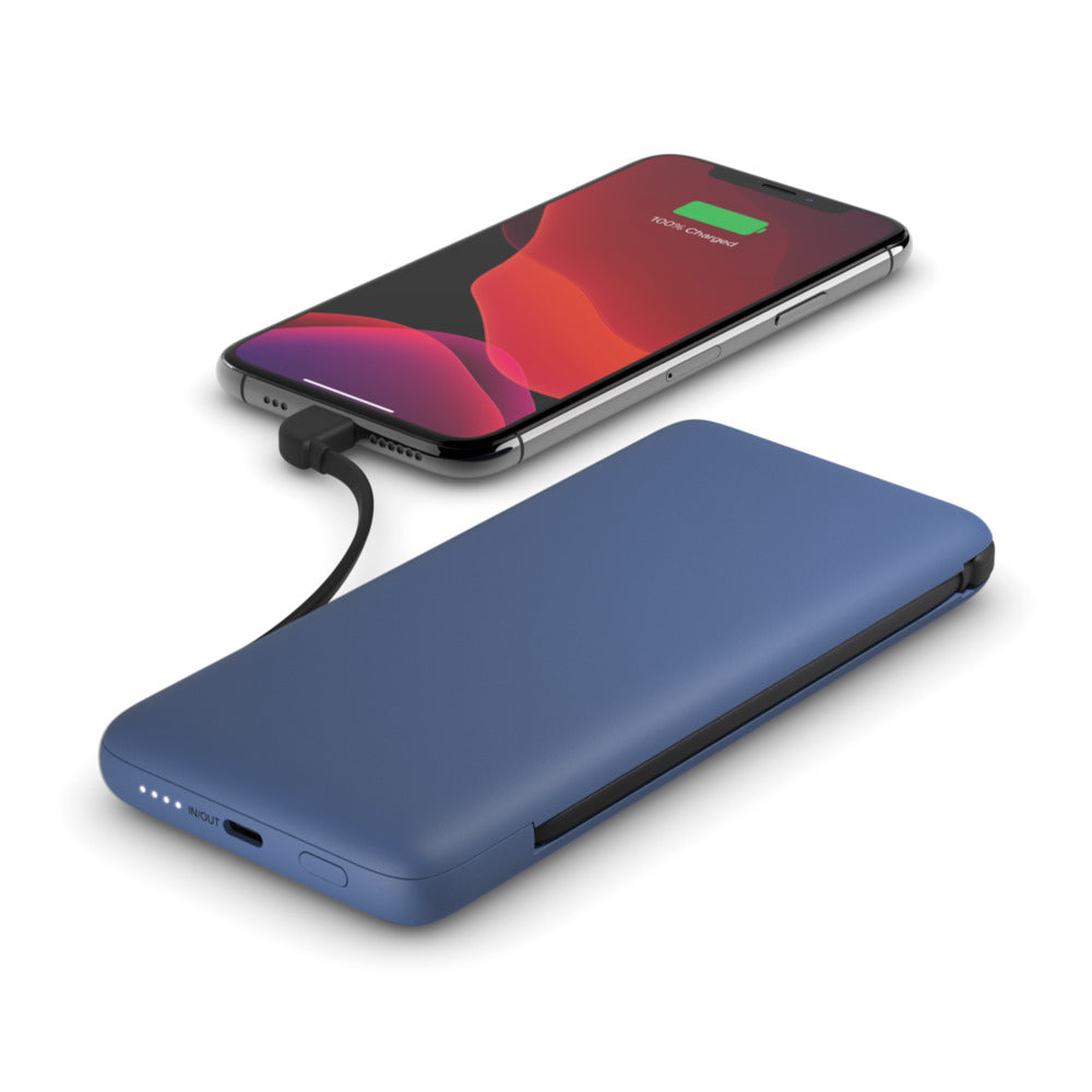 Belkin Powerbank 10000 mAh, inkl. USB-C- und Lightning-Kabel, Blau