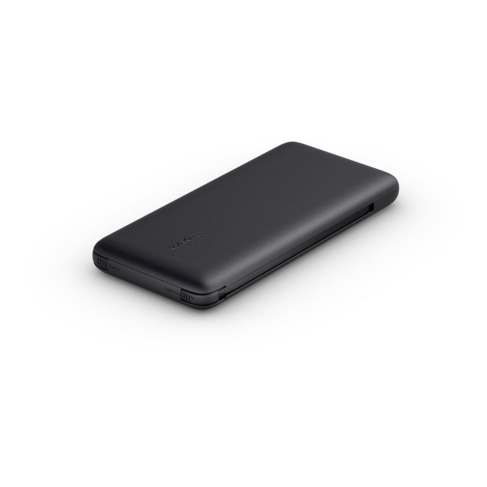 Belkin Powerbank 10000 mAh, mit USB-C- und Lightning-Kabeln, Schwarz