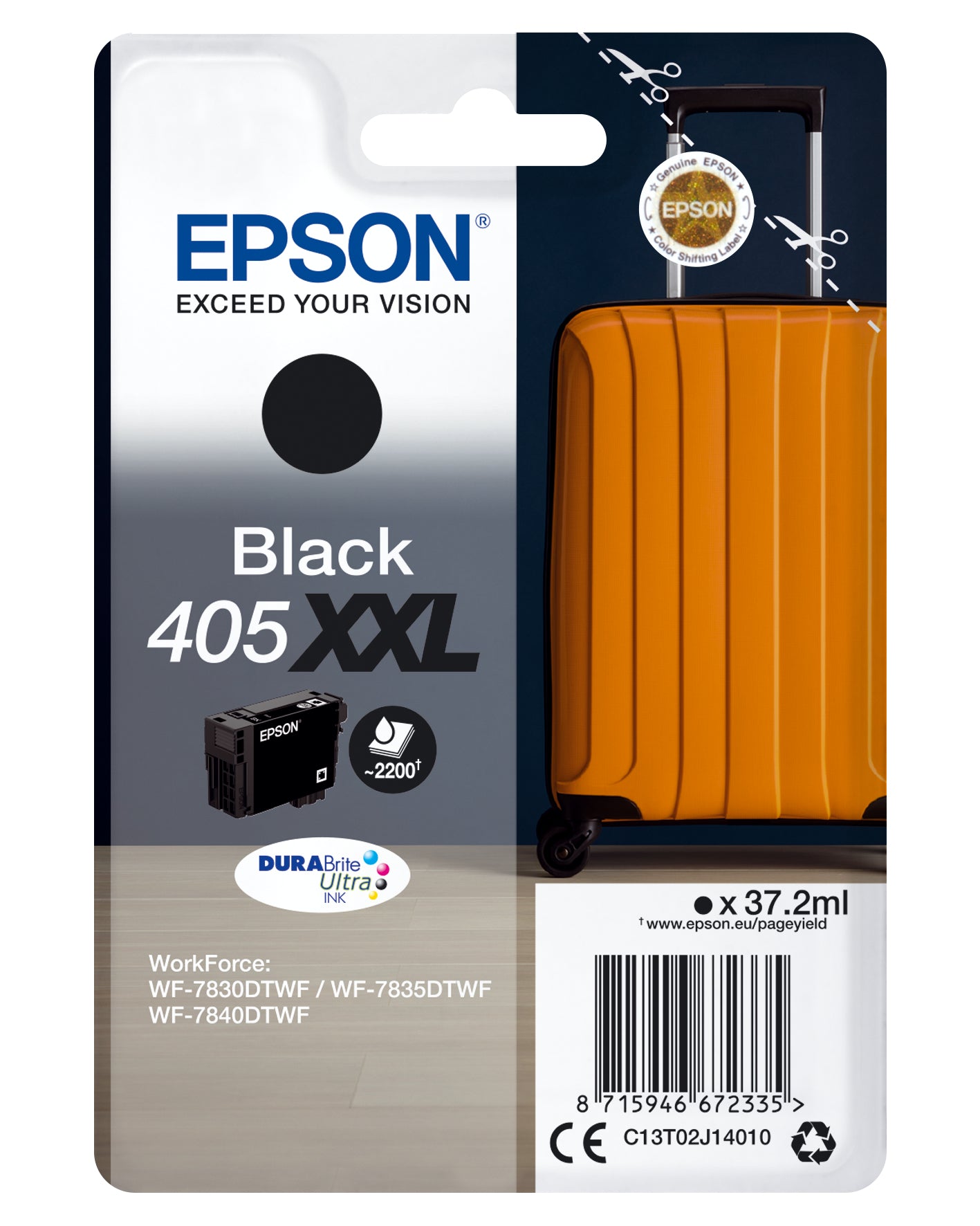 Epson Tintenpatrone 405XXL, Schwarz, XXL, 2'200 Seiten – für Tintenstrahldrucker/Multifunktionsgeräte