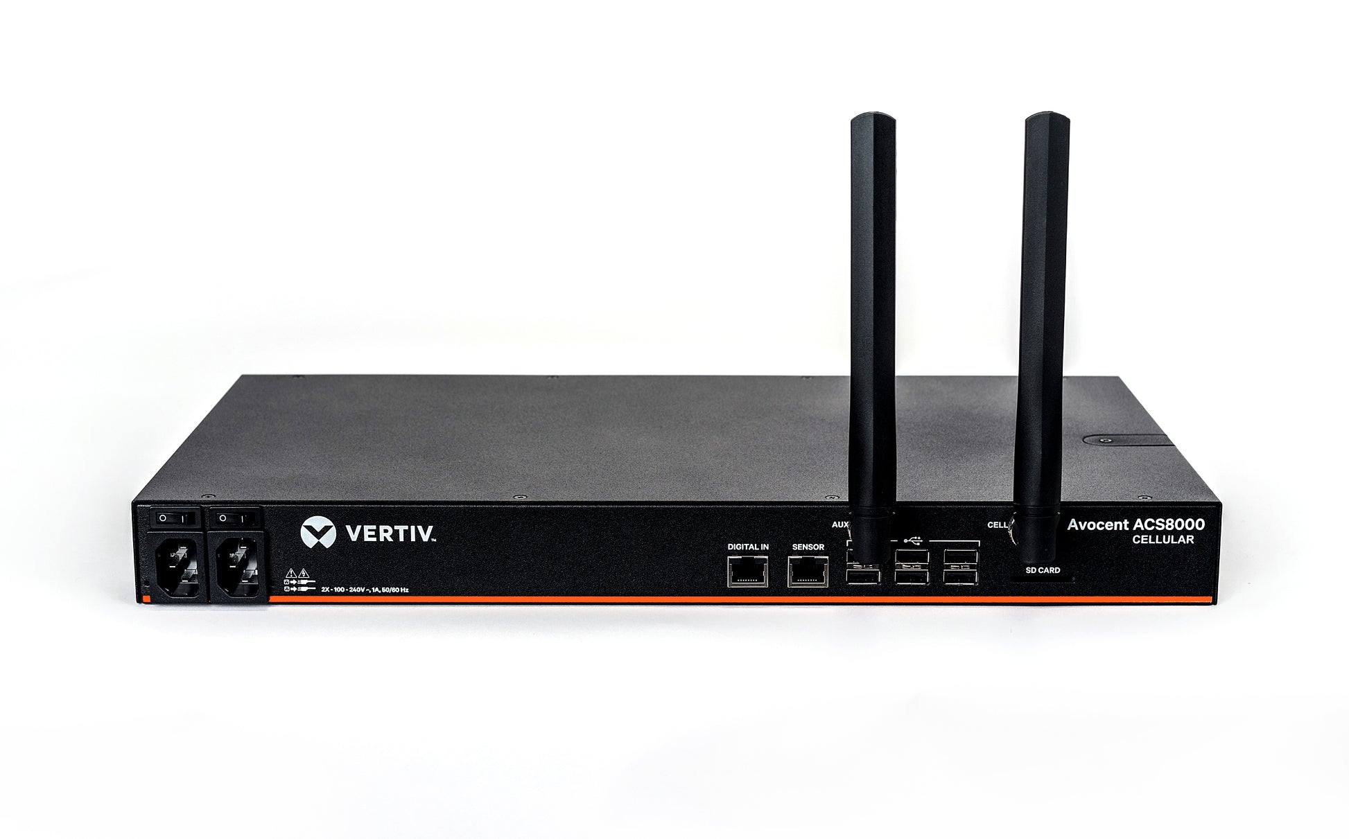 Vertiv ACS8008 – 8-Port KVM-over-IP Switch – Rack 1U, 8× Seriell, 8× USB 2.0, 4G/LTE, 2× SFP, FIPS 140-2