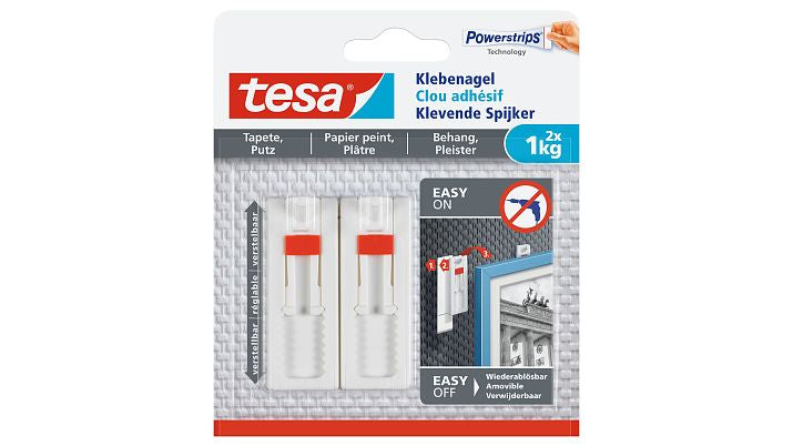 TESA Haken – rot/weiss – selbstklebend – 1 kg – 2 Stück