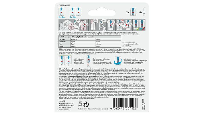 TESA Haken – transparent – 2 kg – 2 Stück