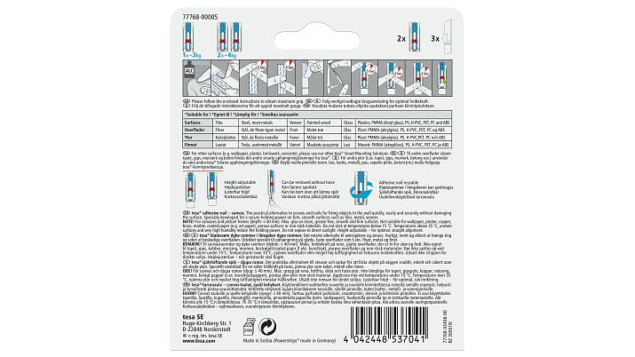 TESA Haken – Kunststoff/Metall – Blau/Weiss (2 kg) – 2 Stück