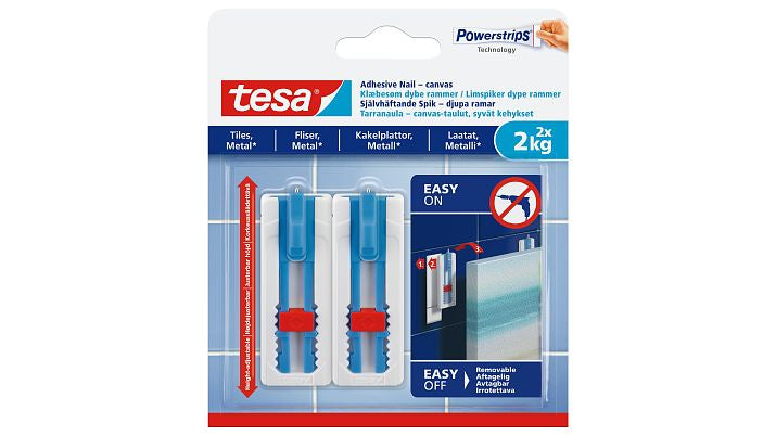 TESA Haken – Kunststoff/Metall – Blau/Weiss (2 kg) – 2 Stück