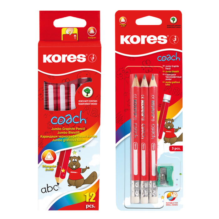 Kores COACH Bleistifte HB, dreikantig – 3er-Set