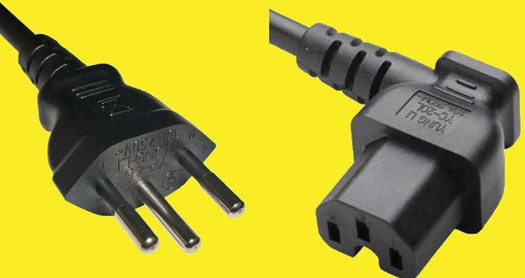 Diggelmann Netzkabel, T12 auf C15, Winkelstecker, 2 m, Schwarz, WGT12C15ABK10-2
