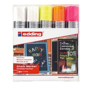 Edding Kreidemarker 4090-E5 – Keilspitze – Orange, Pink, Weiss, Gelb