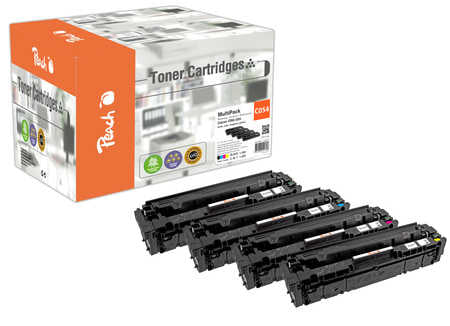 Peach Toner-Multipack – BK/C/M/Y, schwarz 1500, C/M/Y 1200 Seiten – für Canon iSENSYS LBP-620/621/623 u. a.