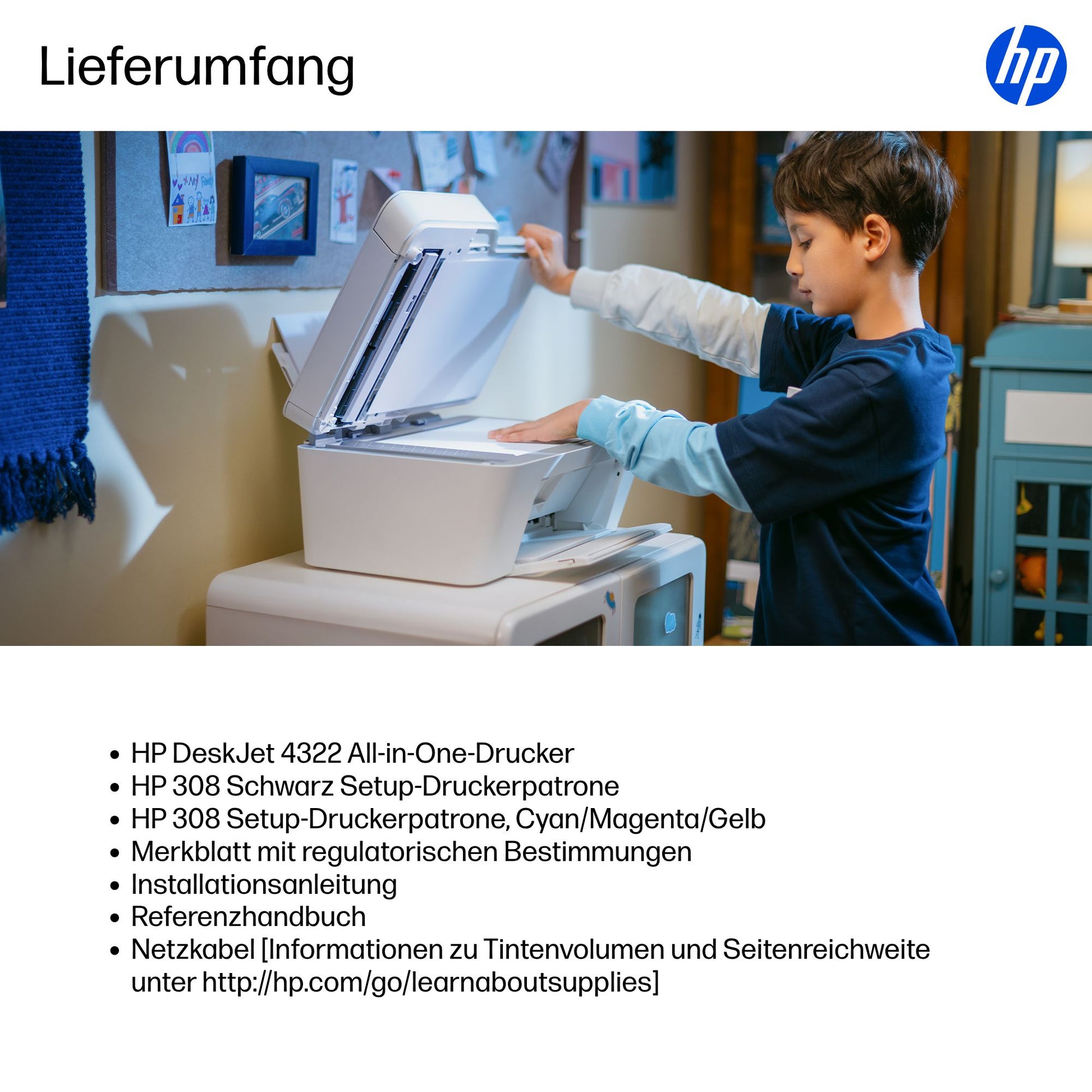 HP DESKJET 4322 ALL-IN-ONE – Farbtintenstrahl-Multifunktionsdrucker, A4, 3-in-1, Duplex, ADF, WLAN, AirPrint