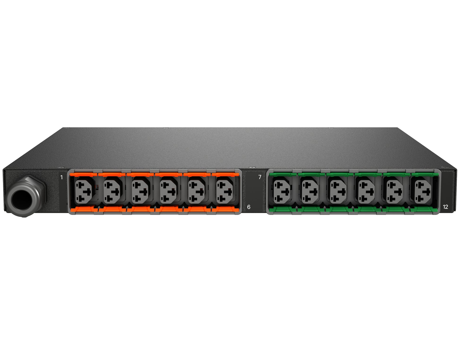 Vertiv VP59100 Rack-PDU (geschaltet) 1U, horizontal – 12 AC-Ausgänge (C13 & C19) – Eingang IEC 60309 – für SRT-1